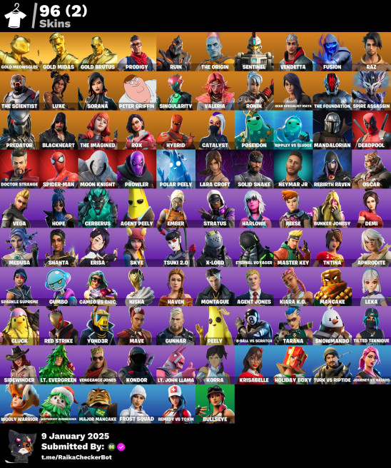 [PC/PSN/XBOX/NINTENDO]  96 Skins |  Prodigy | Deadpool | Spire Assassin | Ronin | The Origin | Raz  LP17