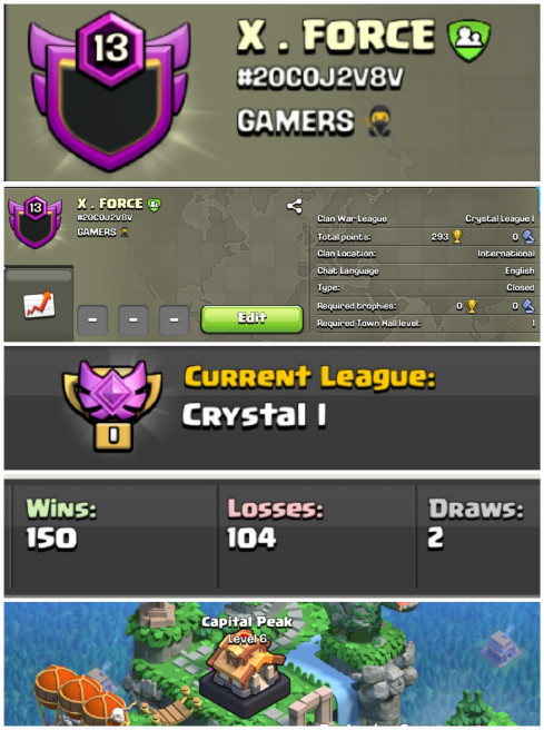X . FORCE !! LEVEL 13 !! CRYSTAL 1 !!  WIN 150 LOSS 104 !! CAPITAL PEAK 6 !! PERFECT NAME !! CHEAP !! FAST DELIVERY 