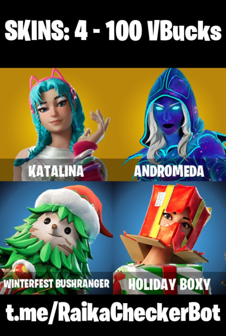 [PC/XBOX] 4 skins | Katalina | Andromeda | Winterfest Bushranger | Holiday Boxy | Gwenpool's Katanas | Meowtooth Plush | Tekk Pack | 100 VB