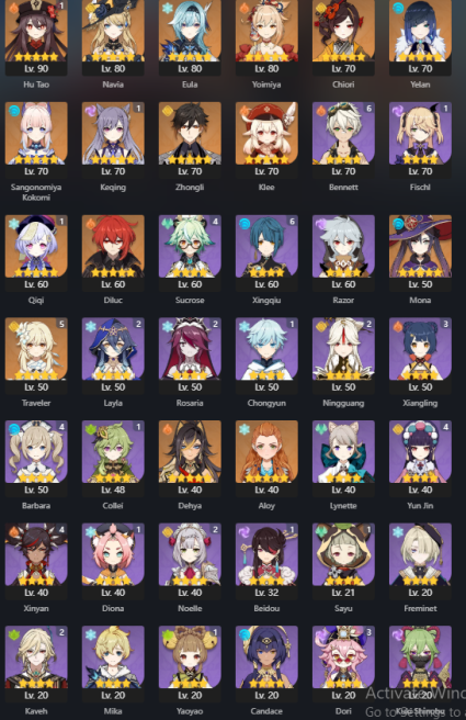 EU / 16 Legends / Hu Tao C1 + Homa / Zhongli / Yelan / Navia / Chiori sws15