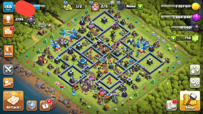 Full warranty - Th 13 - level 148 - gem 750- heroes 59-70-44-39-16 - skin 2- medals  153 - change name 1000 - Android & ios