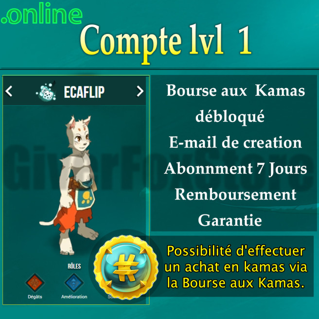  compte dofus , Bourse aux kamas Débloquer . abonné 7 jours *