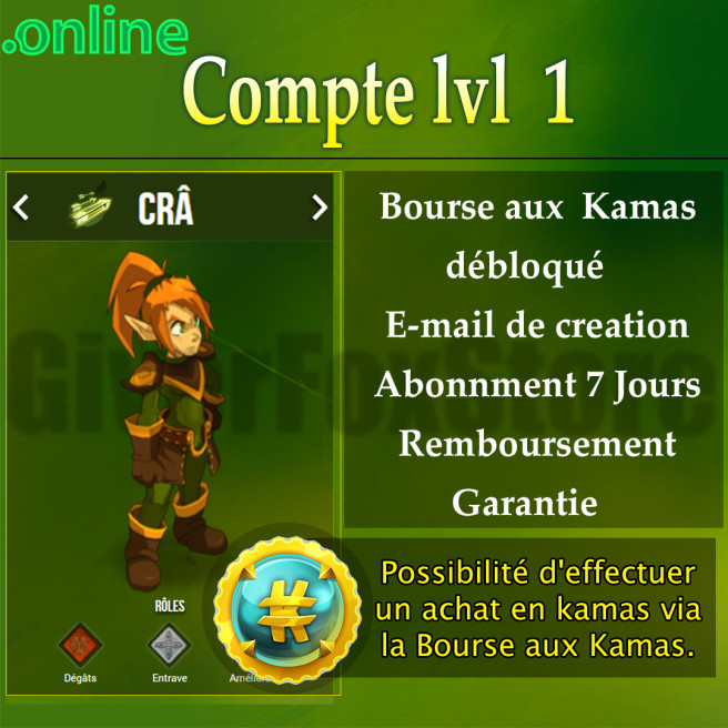  compte dofus , Bourse aux kamas Débloquer . abonné 7 jours *