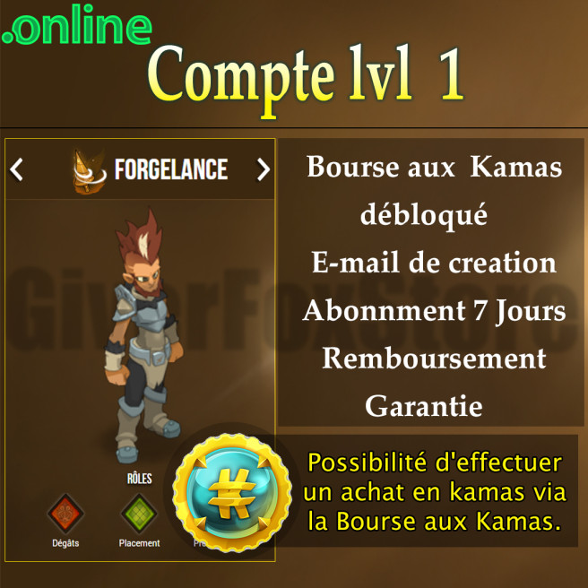  compte dofus , Bourse aux kamas Débloquer . abonné 7 jours *