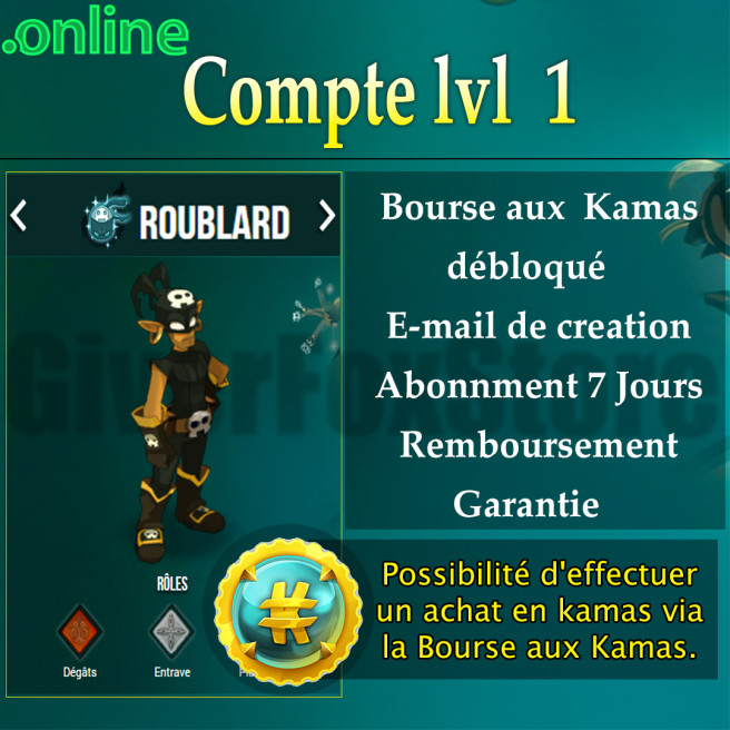 compte dofus , Bourse aux kamas Débloquer . abonné 7 jours *