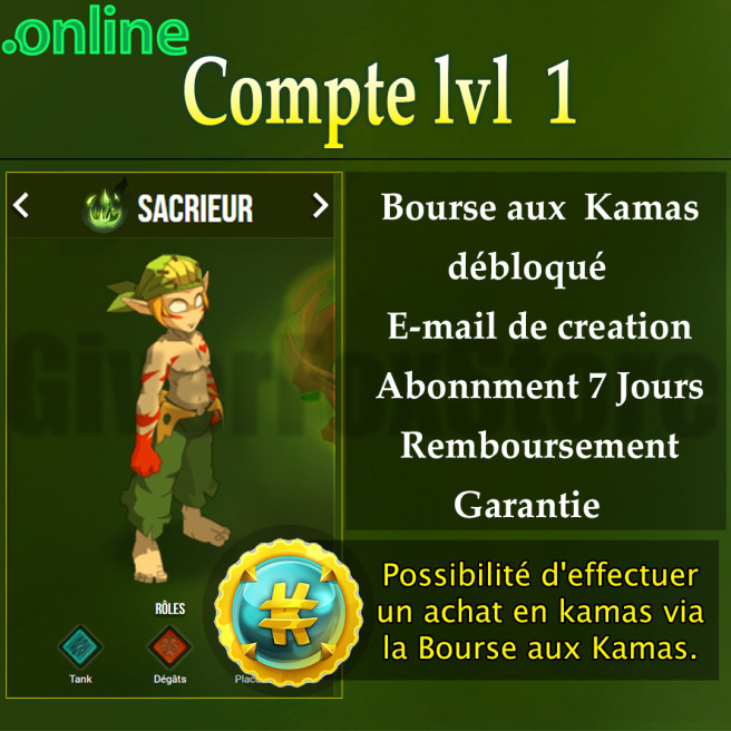  compte dofus , Bourse aux kamas Débloquer . abonné 7 jours *