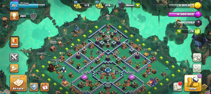 Th 13 / LeveL 151 / Trophy&nbsp;2011 / Gems 78 / Heroes (62 71 40 50 19) / CN 500 / code 125m