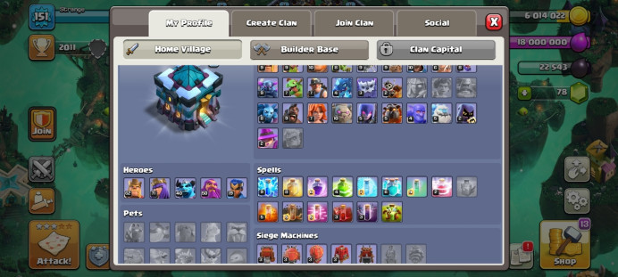 Th 13 / LeveL 151 / Trophy&nbsp;2011 / Gems 78 / Heroes (62 71 40 50 19) / CN 500 / code 125m
