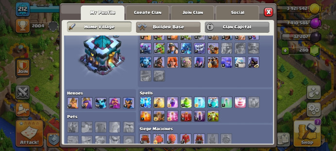 Th 13 / LeveL 212 / Gems 280 / Heroes (51 57 40 27 4) / CN 500 / code 149m
