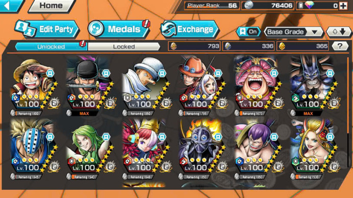 BR372-Hyber 62+Kaido v3 Full Boost 4+Zoro Full Boost 4+6 Ex(Yamato Ace+Luffy+Big Mom)+Vip Medal+SUP 163%+Kaku Max+Uta Max+King Max+Craker Max