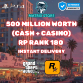 【PS4】Level 180 キ 500 Million Total [200mill Cash +300mill Casino] キ Full Access キ Instant Delivery キ NO#Billion #QM21