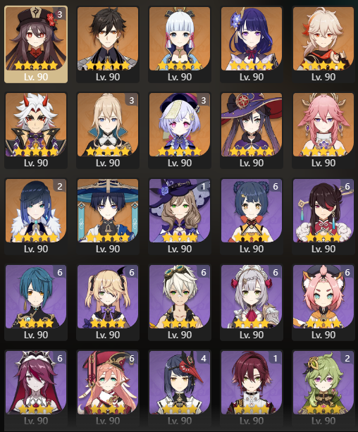 [EU] [AR60] || Mona \ Diluc \ C3 Hu Tao \ C2 Yelan \ Eula \ Qiqi \ Xiao \ Klee \ Nilou \ Albedo ||