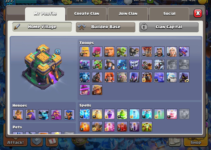 T21-TH14-Full Gold Wall-XP 177 BK71 AQ80 GW55 RC30 Minions 50-Magic Items+Medal+Giant Gauntlet+Fire Ball+Nice Troops+6 Bulders