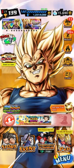 D222-Android Solo-UL Majin Vegeta Full Red Star+15.600 Chrono Crytal+Soul+Event Farm CC+Alcune leggende limitate