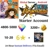 [Global - Android] 4800-5000 Rainbow Diamonds + 3200 + Gold Fragments + EX Garp + 10-20 6 Star Character - Starter Accounts