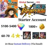 [Global - iOS] 5100-5400 Rainbow Diamonds + 1800 + Gold Fragments + EX Divine Shanks+ Big Mom+ Kaido + 60-70 4 Star Character - Start Accounts