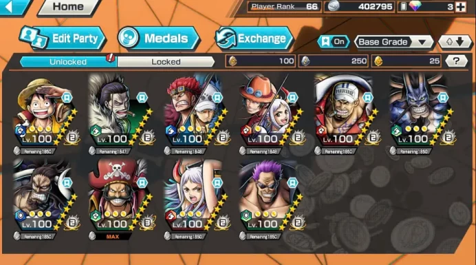 BR384-Hyber 56+Roger Full Boost 4+9 Ex Max 11k Power(Yamato Ace+Kid Law+Kaido v3+Kaido v2+Luffy+Yamato)+Vip Medal+SUP 162%+Bounty Festival Max