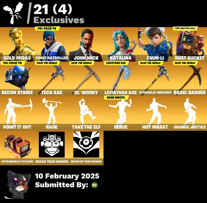 FULL ACCESS 165 skins | Chun-Li | Leviathan Axe | Gold Midas | Point Patroller | John Wick | Katalina | The Scientist | Lynx | Eternal Knight