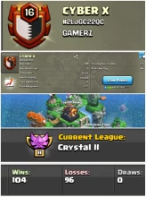 CYBER X !! LEVEL 16 !! WIN 104 LOSS 96 !! CAPITAL PEAK 9 !! CRYSTAL 2 !! PERFECT NAME !! CHEAP !! INSTANT DELIVERY