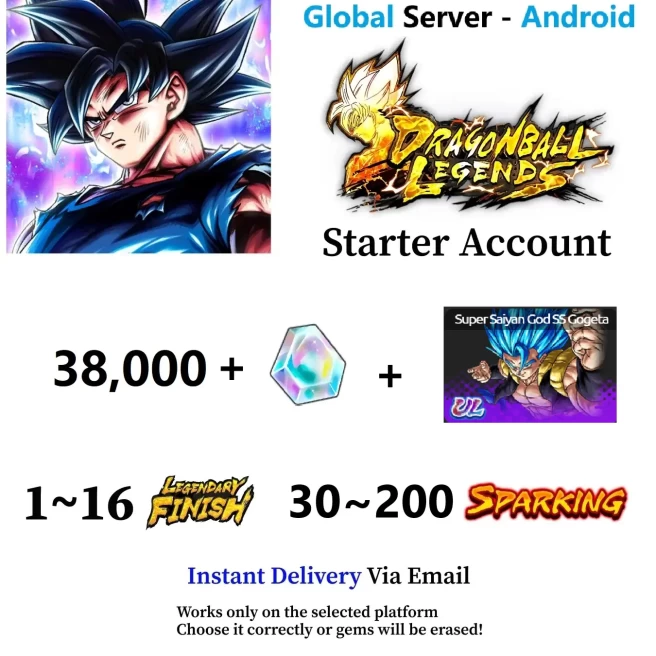 [Andorid] Ultra Super Saiyan God SS Gogeta + 38,000+ Chrono Crystal - Fast Deliver - BNID Login