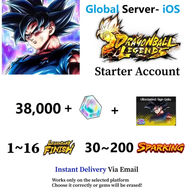 [iOS] Ultra Instinct -Sign- Goku + 40,000+ Chrono Crystal - Fast Deliver - BNID Login