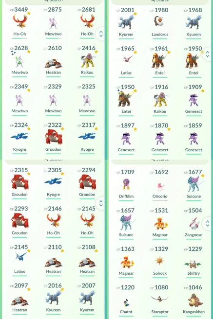 lvl26,have 34 Legendary,have 100IV Raikou,Shiny Mewtwo,Groudon Kyogre Shiny Entei Kyurem etc,many nice pokemons  N8573