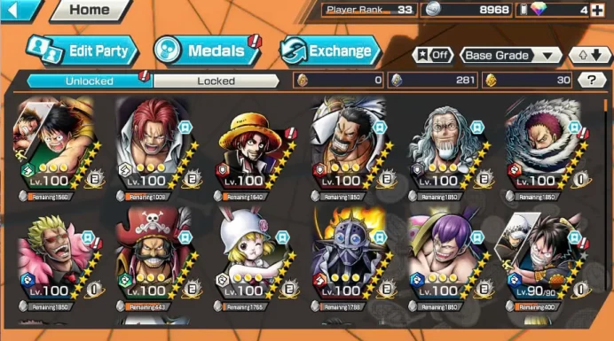 BBR404-Hyber 14+Roger Boost 35/52+Shank v4 Max+Good Medal+SUP 147%+Rayleigh Max+Cracker Max+King Max+Donflamingo Max+Carot Max+Garp Max+Katakuri