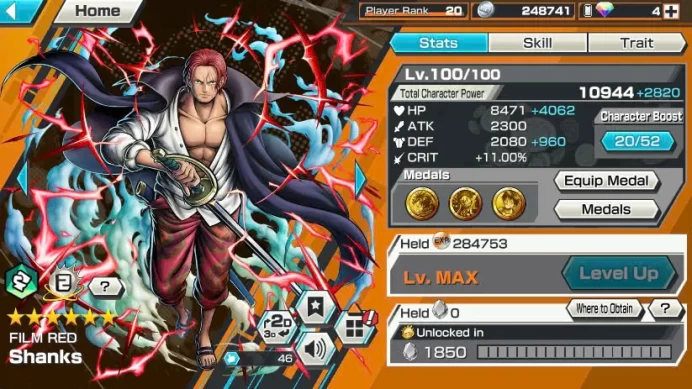 BR411-IOS+Android-2 Ex Meta Max(Zoro+Shank Flim Red)+Good Medal+Support 138%+Queen Max+Ace Max+Oden V2+Young Ray+Donflamingo+Katakuri
