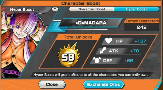 BR412-Hyber Boost 58-11 Ex(Gear 5+Lucci+Roger+Kaido v2+Zoro+Roger v2+Shank Red+Akainu+Kaido v3+Big Mom+Zphyr)+Vip Medal+SUP 163%+Many Bounty Max