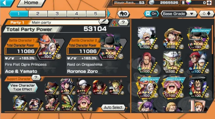 BR418-Hyber Boost 56+10 Ex(Gear 5 +Yamato Ace+Kid Law+Shank+Luffy+Zoro+Yamato+Big Mom+White Beard+Oden)+Vip Medal+SUP 163%+Many Bounty Fes Max