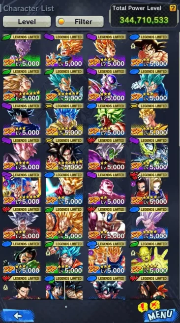 D288-IOS+Android-344 Millions Power+6 UL(Beast Gohan+Super Vegtio+Super Gogeta)+Full Team Gohan+Vip Equipment+36 Legends+Good Zenkai+SS2 Goku