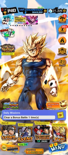D191-Android Only-UL Majin Vegeta 10 Red Star+21.300 Chrono Crytal+Soul+Event Farm CC