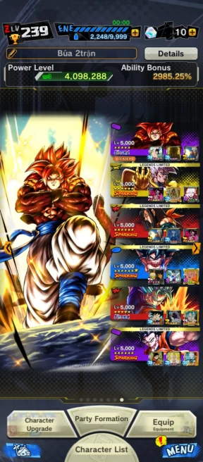 DR770-VIP Account-5 UL SS4 Gogeta+UL Vegito Blue+438 Millions Power+38 Legends+Sparking+Zenkai Red Star+Super Vip Equipment-Many Team For PVP