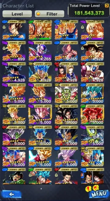 DR815-Vip Account-10 ULTRA(SS4 Gogeta+Goku Uis+Gohan+Gogeta Blue+Vegito+Rose+Hit)+33 Legends+Sparking+Zenkai Good+Vip Equipment-Many Good Team
