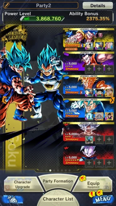 Vip Acc-7 UL(Goku Ui+Gohan+Gogeta Blue+Rose)+30 Legend Limited+Sparking+Zenkai Good Star+Vip Equip-Ultimate Gohan+2 New Fusion-Good Team-DR604
