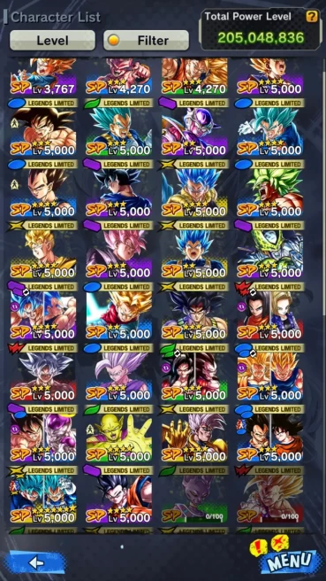 Vip Acc-7 UL(Goku Ui+Gohan+Gogeta Blue+Rose)+30 Legend Limited+Sparking+Zenkai Good Star+Vip Equip-Ultimate Gohan+2 New Fusion-Good Team-DR604
