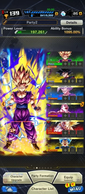 IOS+Android-3 UL(Gohan Full Red Star+Goku Uis)+Beast Gohan+God SS Goku+God SS Vegeta+jiren zenkai+Cell-Have Equipment-DR507