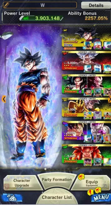 Lvl 203-UL Goku Uis Full Red Star-18 LF(Goku&Frieza+God SS Goku+God SS Gogeta+God SS Vegeta+SS 4 Gogeta+Super Baby 2+Piccolo)-Good Equi-DR430