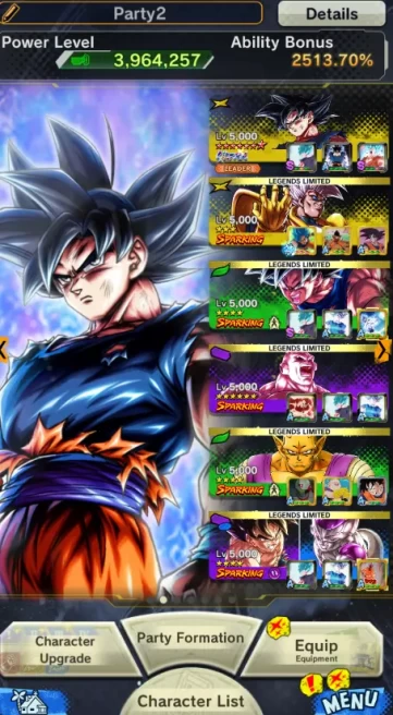 Lvl 203-UL Goku Uis Full Red Star-18 LF(Goku&Frieza+God SS Goku+God SS Gogeta+God SS Vegeta+SS 4 Gogeta+Super Baby 2+Piccolo)-Good Equi-DR430