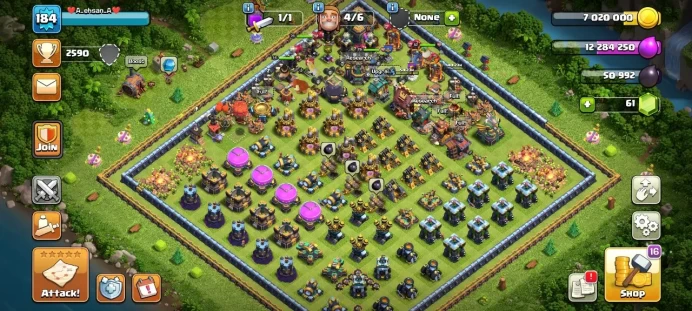 Th 14 / LeveL 184 / Gems 61 / Heroes (74 76 50 52 25) / CN 1500 / code 209