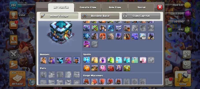 Th 13 / LeveL 191 / Gems 442 / Heroes (67 74 40 46 11) / CN 2000 / code 210