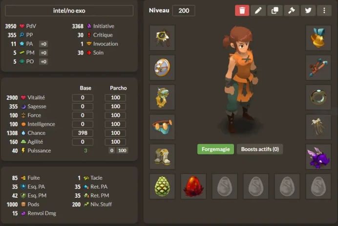 Draconiros>[ Equipement Eau lvl 200 , dofus vulbis Sylvestre + Exo ] 