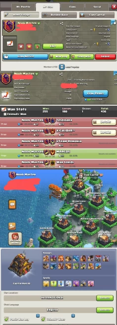 # CAPITAL HALL 10 # | Level 21.5 | Name : Noob Master | Wins 255 Losses 180 | Max capital army except 3 troops 1 spell | Crystal 2