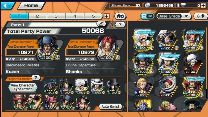 BR437-All Meta 5 Ex Max(Kuzan+Shank v4+Lucci+Gear 5+Roger)+Good Medal+Support 149%+Young Ray Max+Katakuri Max+Oden v2+3 Boa+Robin+Donflamingo