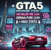  GTA 5 Enhanced [PC | Steam]   |  200M Pure Cash |  RP 188 |  Max Stats & All Unlocks  