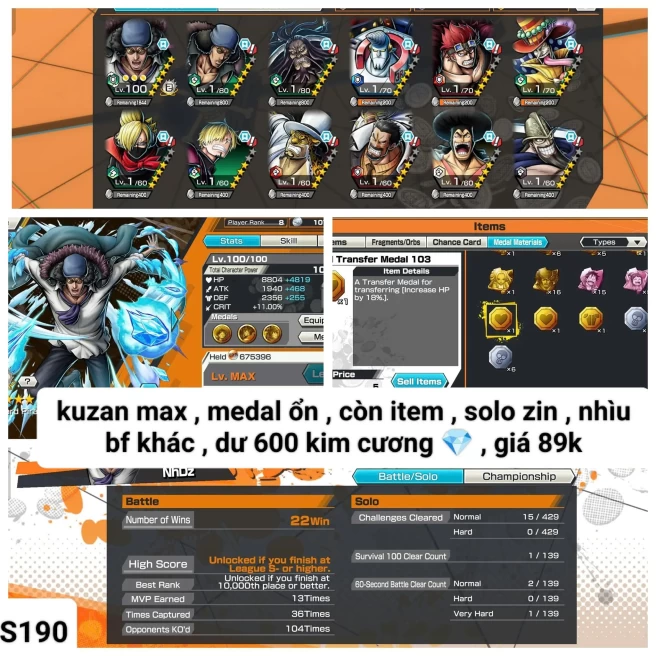 B3-Android-Kuzan Ex Max+600 Diamond Rd+Nice Items+Solo Fresh Zin