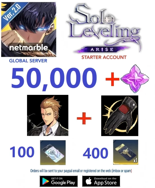 [Global] 50000+ Essence Stones + 100 Rate Up Draw + 400 Custom Draw + Woo Jinchul & Another Level