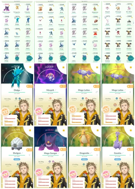 p102~IV100 Mesprit~Shiny Origin Dialga~63 Legendary~60 Shiny~63 Hundo (IV100)~IV100: Mega Gengar 3,8k, Dragonite 3,3k, Goodra 3k