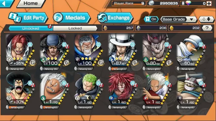BR445-IOS+Android-All Meta 4 Ex(Garp Max+Kuzan Max+Shank v4 Max+Lucci)+Nice Items+Rayleigh Max+Young Ray Max+Jabra+Kaku+Oden+Shark+Kalgara+SHawk
