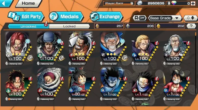 BR445-IOS+Android-All Meta 4 Ex(Garp Max+Kuzan Max+Shank v4 Max+Lucci)+Nice Items+Rayleigh Max+Young Ray Max+Jabra+Kaku+Oden+Shark+Kalgara+SHawk
